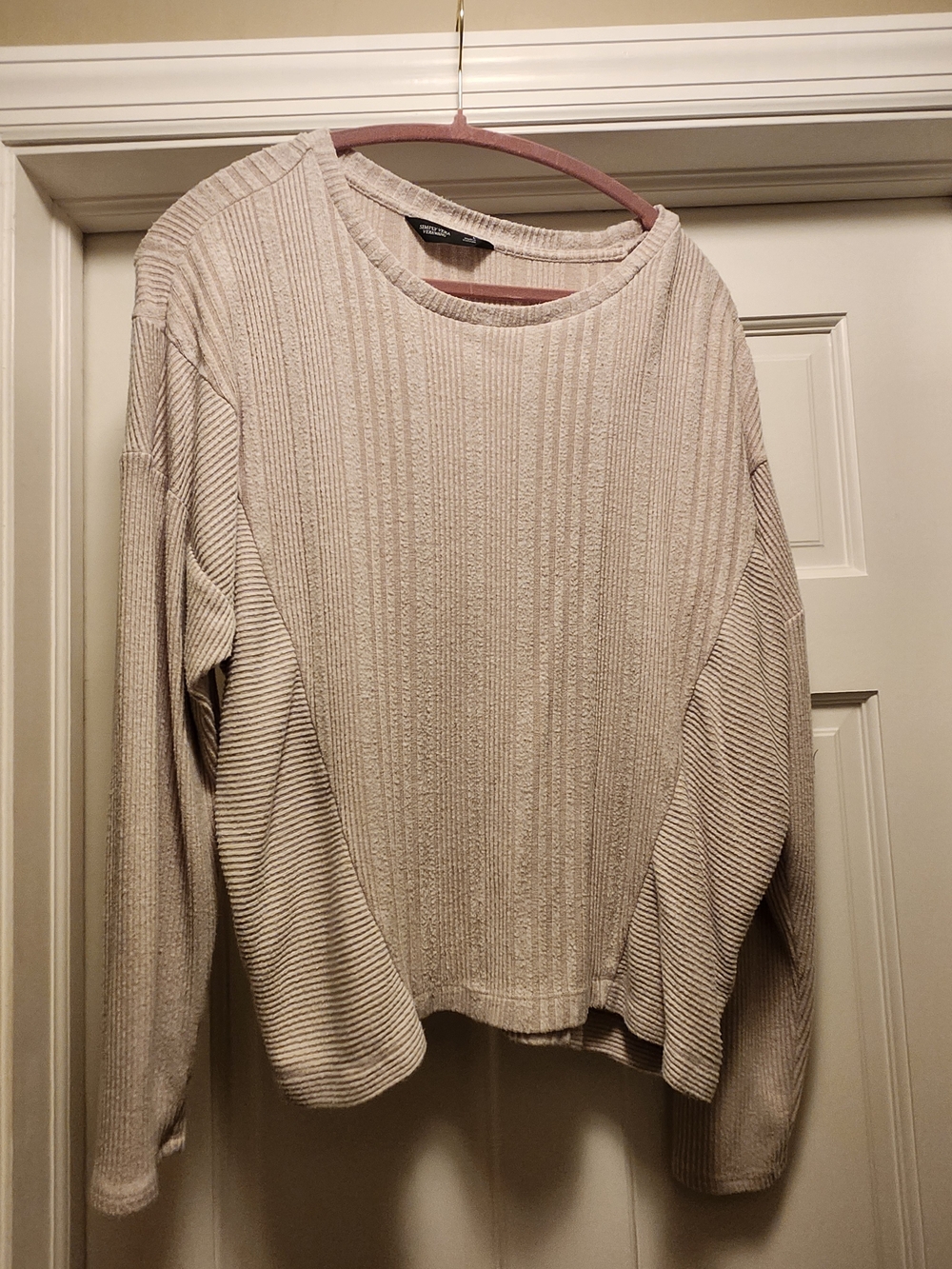 Simply Vera Vera Wang Cream Ribbed Crewneck Sweater